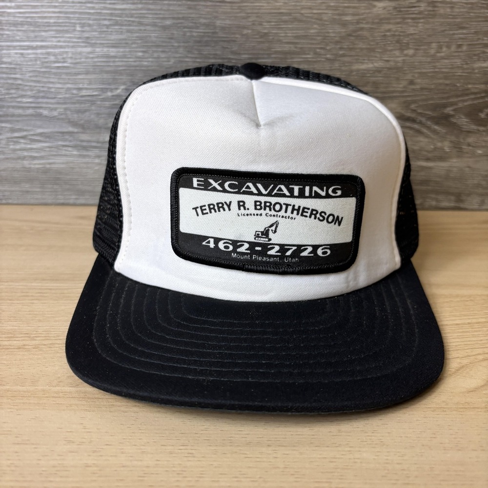 Terry R Brotherson Excavating Hat Cap Snap Back Mesh Trucker Mount Pleasant Utah
